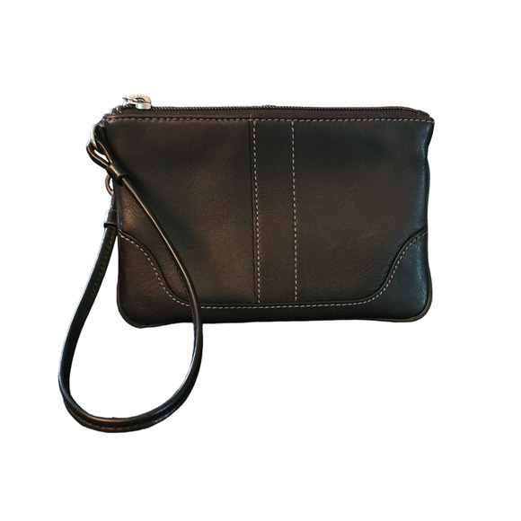 Coach Black Leather Small Wristlet - Picture 1 of 7